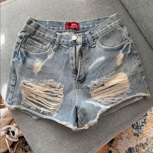 High waist ripped jeans shorts, never wore